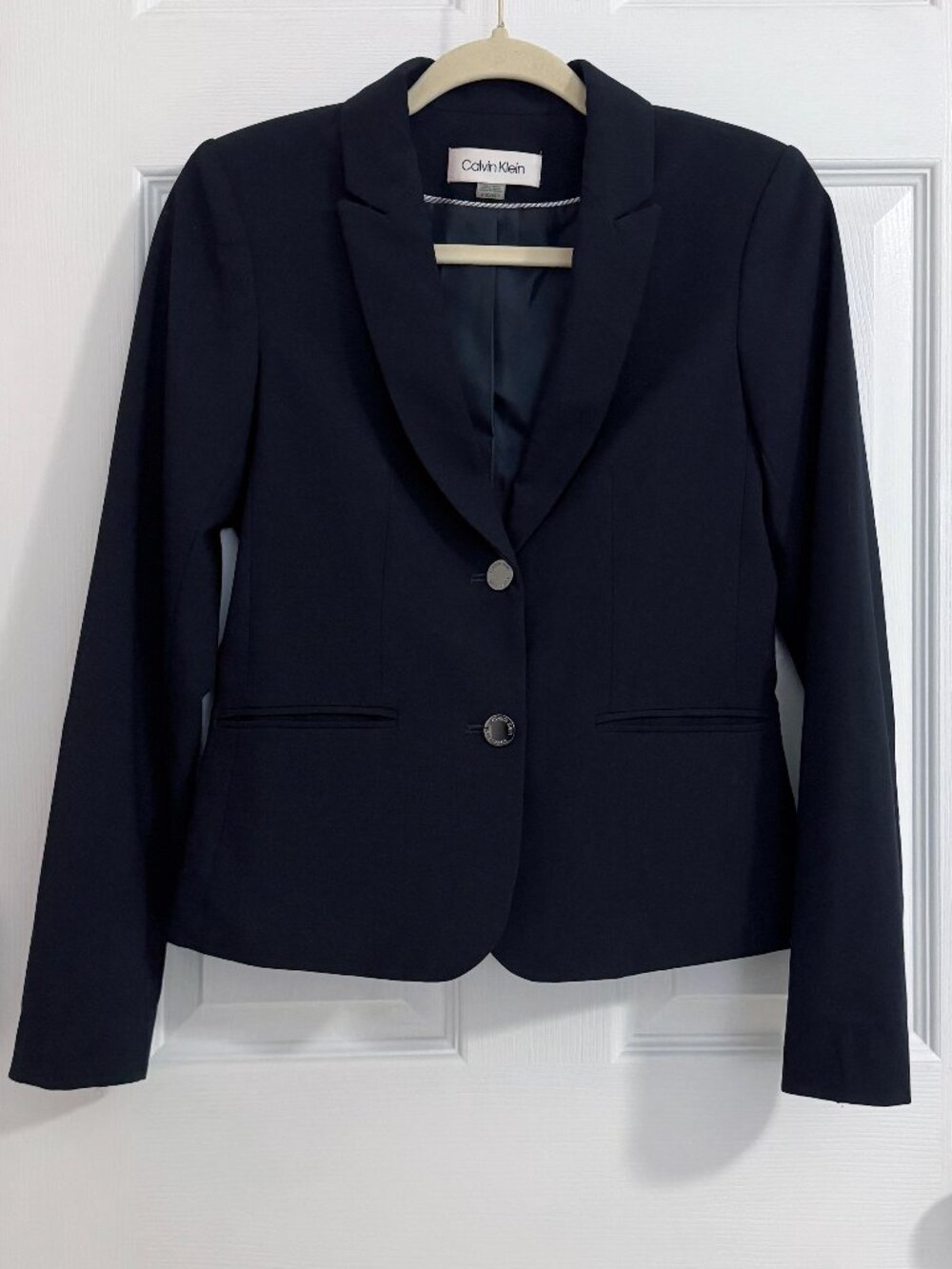 Calvin Klein Petite Navy Two-Button Notch Collar Blazer Size 2P